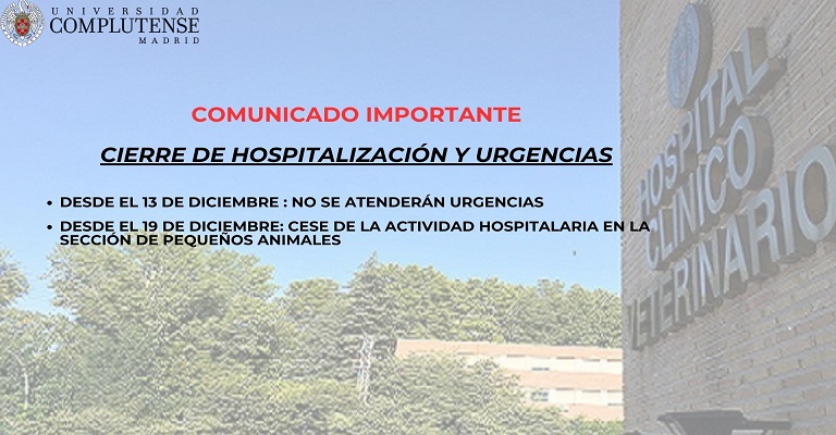 COMUNICADO IMPORTANTE: CIERRE DE HOSPITALIZACIÓN Y URGENCIAS